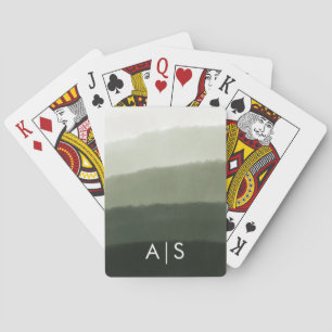 Jeu De Cartes Chic Monogramme Aquarelle Jungle Green Ombre