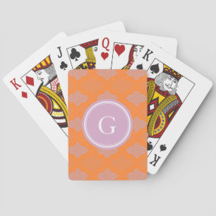 Jeu De Cartes Chic motif géométrique abstrait orange monogramme