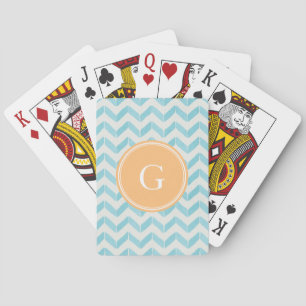 Jeu De Cartes Chic Pastel turquoise Chevron Custom Monogramme