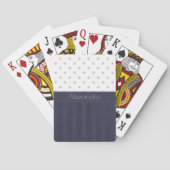 Jeu De Cartes . Chic Points Argentés et Rayures Bleu sur Bleu (dos)