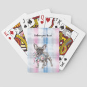 Jeu De Cartes Chic rose bleu bleu floral chien (dos)