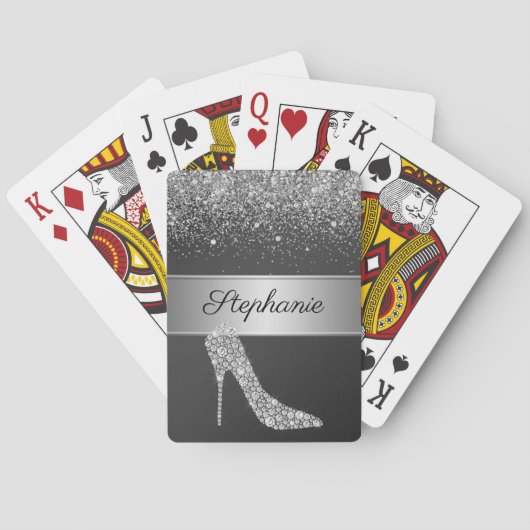 Jeu De Cartes Chic Silver Parties scintillant Diamond Haut talon (dos)