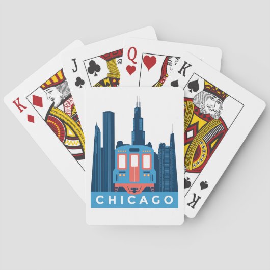 Jeu De Cartes Chicago Skyline Voyage Rétro (dos)