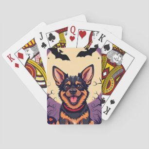 Jeu De Cartes Chien adorable dans une scène d'Halloween
