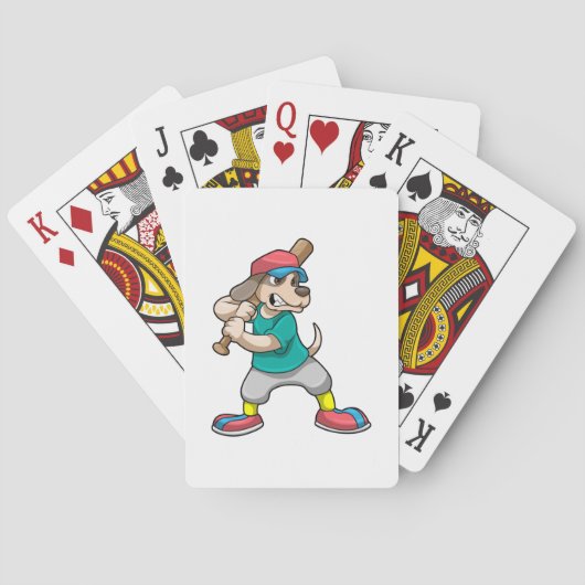 Jeu De Cartes Chien au baseball avec batte de baseball (dos)