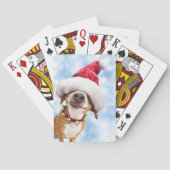 Jeu De Cartes Chien avec un grand chapeau de Père Noël (dos)