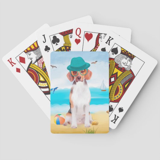 Jeu De Cartes Chien Beagle sur la plage (dos)