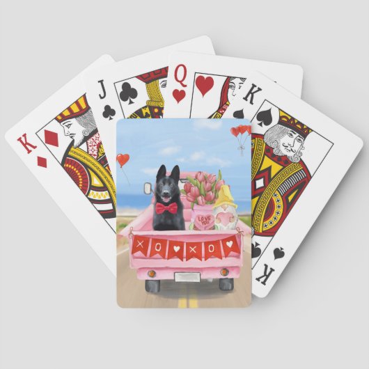 Jeu De Cartes Chien berger allemand Saint Valentin Coeurs de cam (dos)