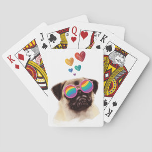 Jeu De Cartes Chien Carlin avec coeurs Saint-Valentin