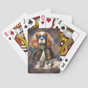 Jeu De Cartes Chien Cavalier King Charles élégant et carreaux