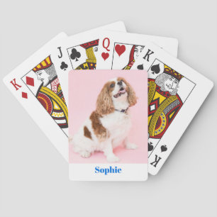 Jeu De Cartes Chien Cavalier Spaniel ou votre photo, nom bleu Vs