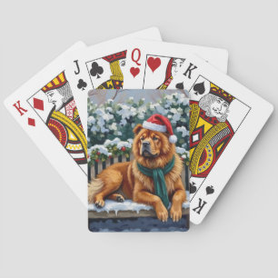 Jeu De Cartes Chien Chow Chow Jardin d'Hiver Serein Art de Noël