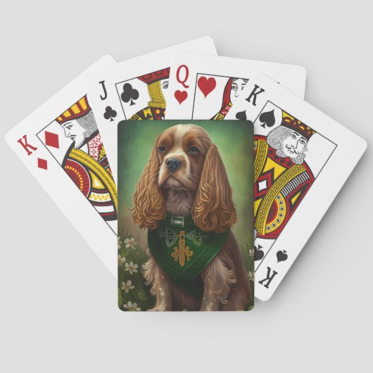 Jeu De Cartes Chien Cocker Spaniel en tenue de la Saint-Patrick (dos)