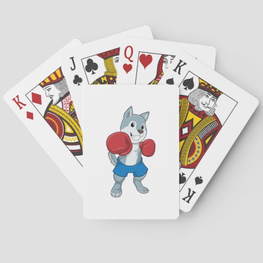 Jeu De Cartes Chien comme boîte avec gants de boxe (dos)