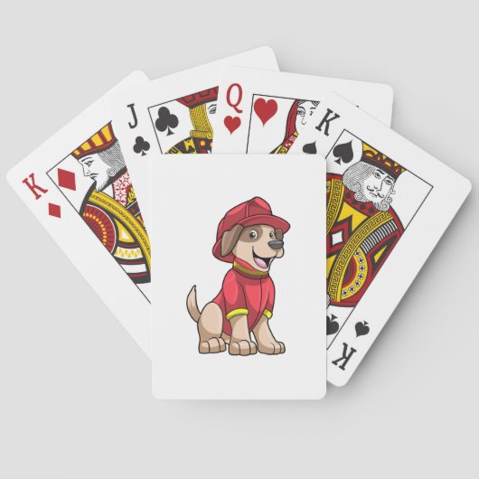 Jeu De Cartes Chien comme pompier avec casque d'incendie (dos)