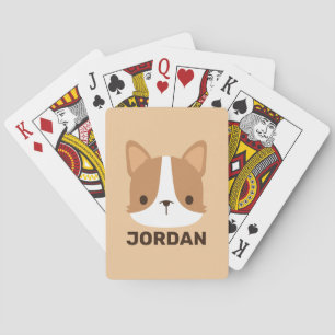Jeu De Cartes Chien Corgi mignon avec nom personnalisé