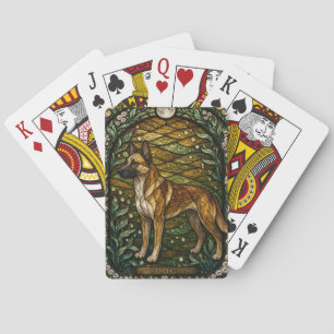 Jeu De Cartes Chien Cottage Crépuscule Illumina Verre Cathédrale