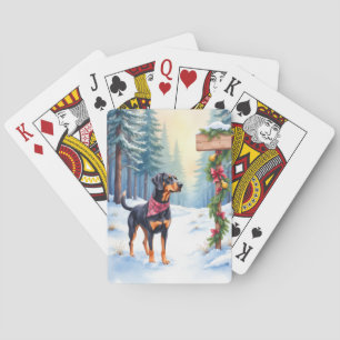 Jeu De Cartes Chien courant noir et feu de trail forestier à l'a