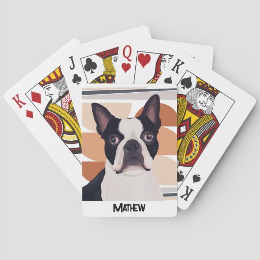 Jeu De Cartes Chien de Boston Terrier - Orange Géométrique (dos)