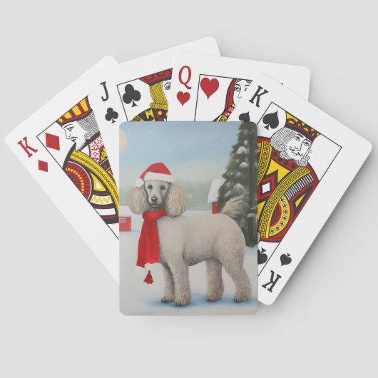Jeu De Cartes Chien de caniche à Noël de neige (dos)