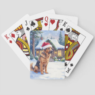 Jeu De Cartes Chien de chasse hanovrien Cabane de forêt enneigée