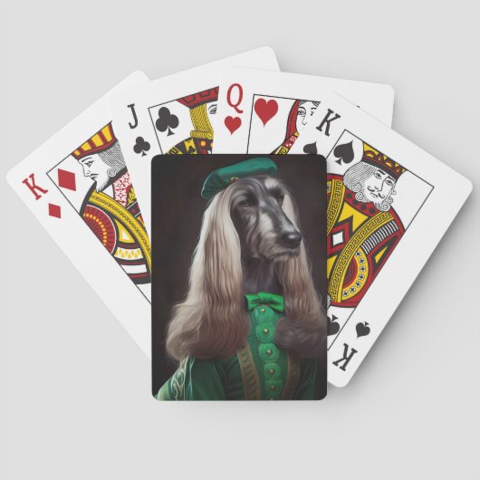 Jeu De Cartes chien de chien afghan en tenue de la Saint-Patrick (dos)