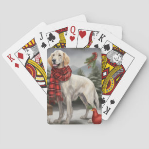 Jeu De Cartes Chien de coin anglais en Noël de neige
