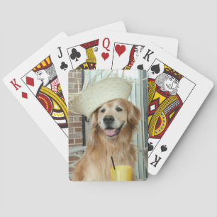 Jeu De Cartes Chien de golden retriever en été de chapeau de