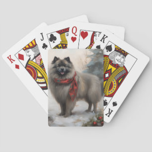 Jeu De Cartes Chien de Keeshond à Noël de neige