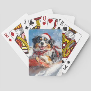 Jeu De Cartes Chien de Montagne bernois en luge Noël