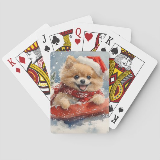 Jeu De Cartes Chien de Poméranie dans la corniche Laisser neiger (dos)