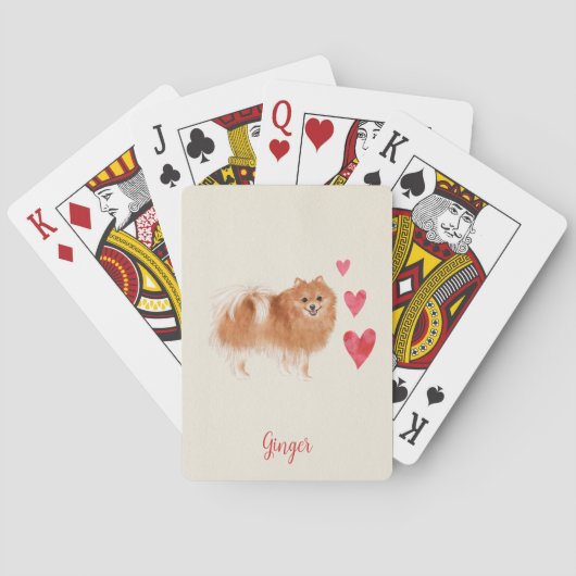 Jeu De Cartes Chien de Poméranie Nom personnalisé de l'animal (dos)