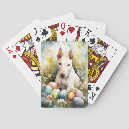 Jeu De Cartes Chien de taureau Terrier avec oeufs de Pâques vaca (dos)