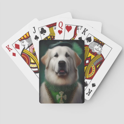 Jeu De Cartes Chien des Pyrénées dans la robe de la Saint Patric (dos)