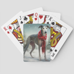 Jeu De Cartes Chien gris à Noël de neige
