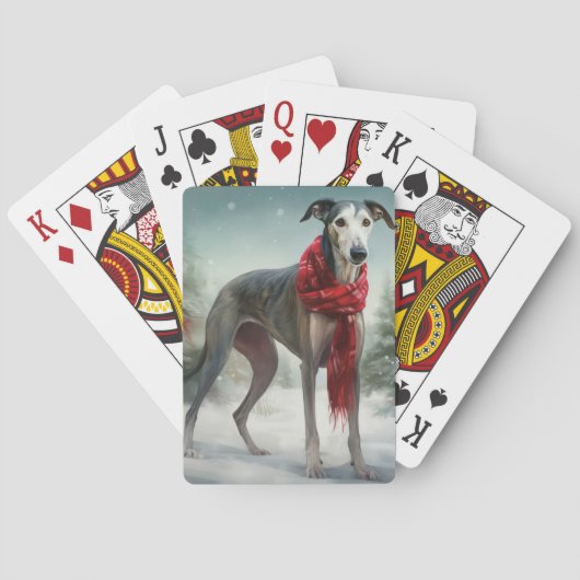 Jeu De Cartes Chien gris à Noël de neige (dos)