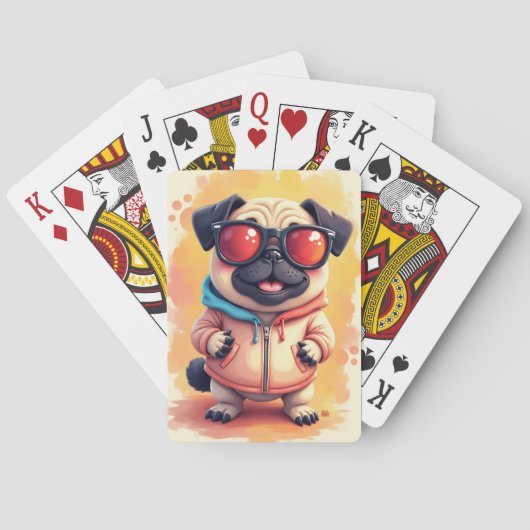 Jeu De Cartes Chien Kawaii Pug Drôle (dos)