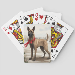Jeu De Cartes Chien malinois belge à Noël de neige