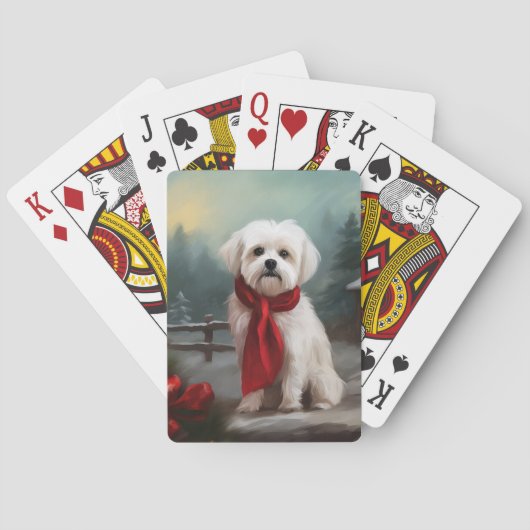 Jeu De Cartes Chien maltais à Noël de neige (dos)