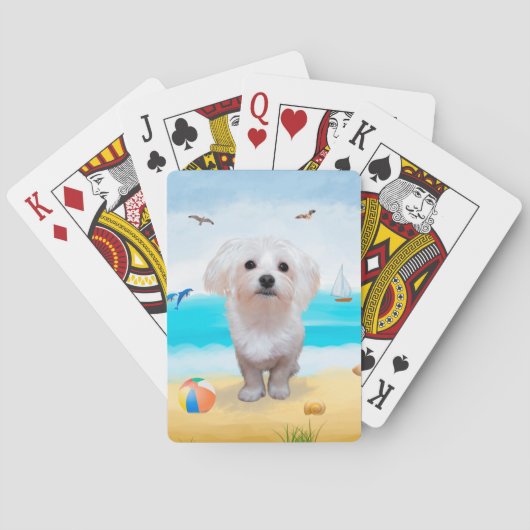 Jeu De Cartes Chien maltais sur la plage (dos)