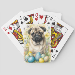 Jeu De Cartes Chien Pug avec vacances de œufs de Pâques