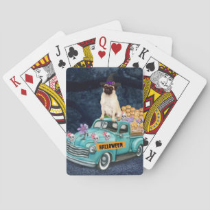 Jeu De Cartes Chien Pug Halloween Camion Nuit Effrayante