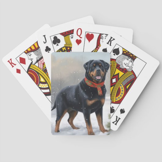 Jeu De Cartes Chien Rottweiler pendant Noël de neige (dos)