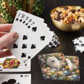 Jeu De Cartes Chien Samoyé avec oeufs de Pâques vacances (In Situ)
