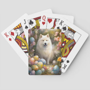 Jeu De Cartes Chien Samoyé avec oeufs de Pâques vacances