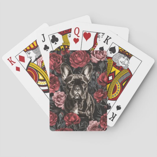 Jeu De Cartes Chien-taureau français aux fleurs (dos)