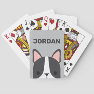 Jeu De Cartes Chien-taureau français mignon avec nom personnalis