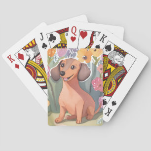 Jeu De Cartes Chien teckel chiot   Chien à l'aquarelle Compagnon