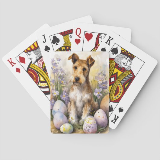 Jeu De Cartes Chien Terrier Wirefox Avec Oeufs De Pâques Vacance (dos)