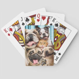 Jeu De Cartes Chiens et photo d'un groupe de chats